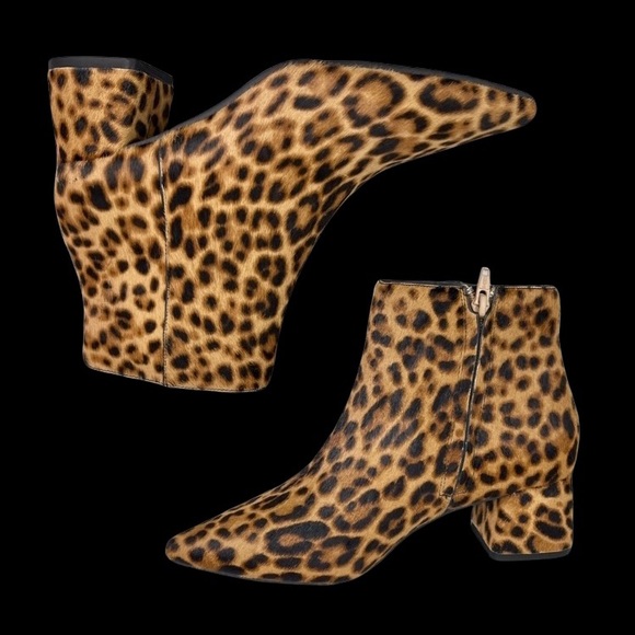 SOLD! Alex Marie Tionna Leopard Haircalf Block Heel Booties NWT - Picture 8 of 13